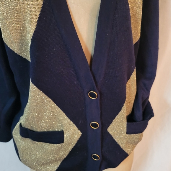 Vintage Outlander Collection Navy Blue Gold Knit C - Picture 4 of 15